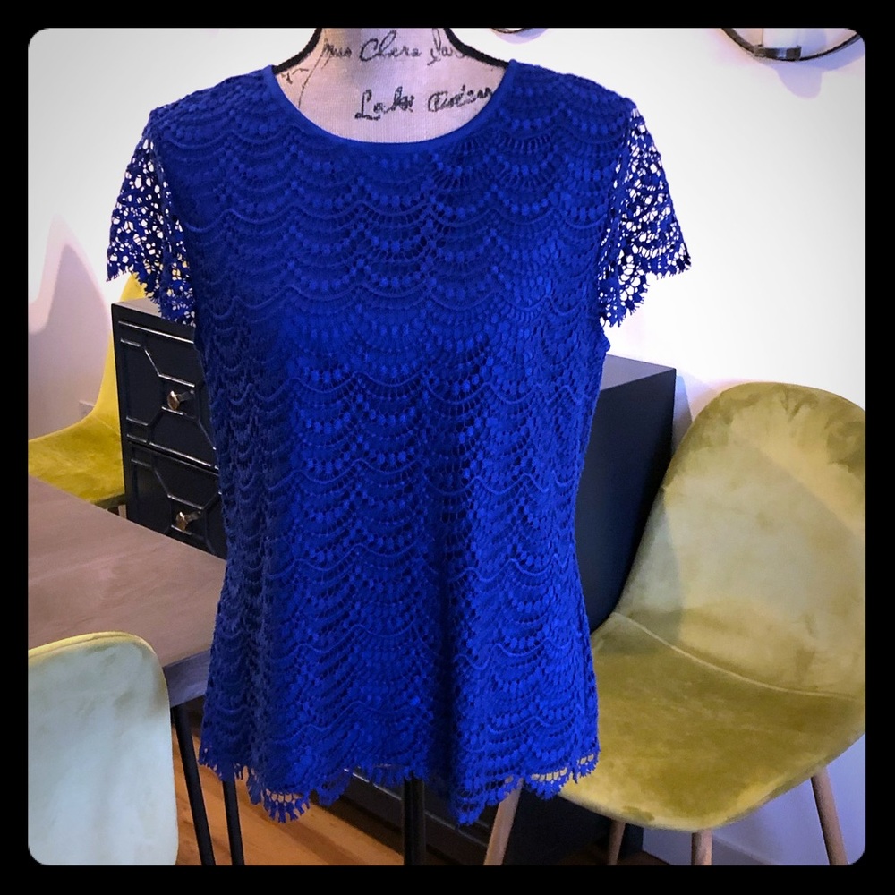 Blue crochet overlay top